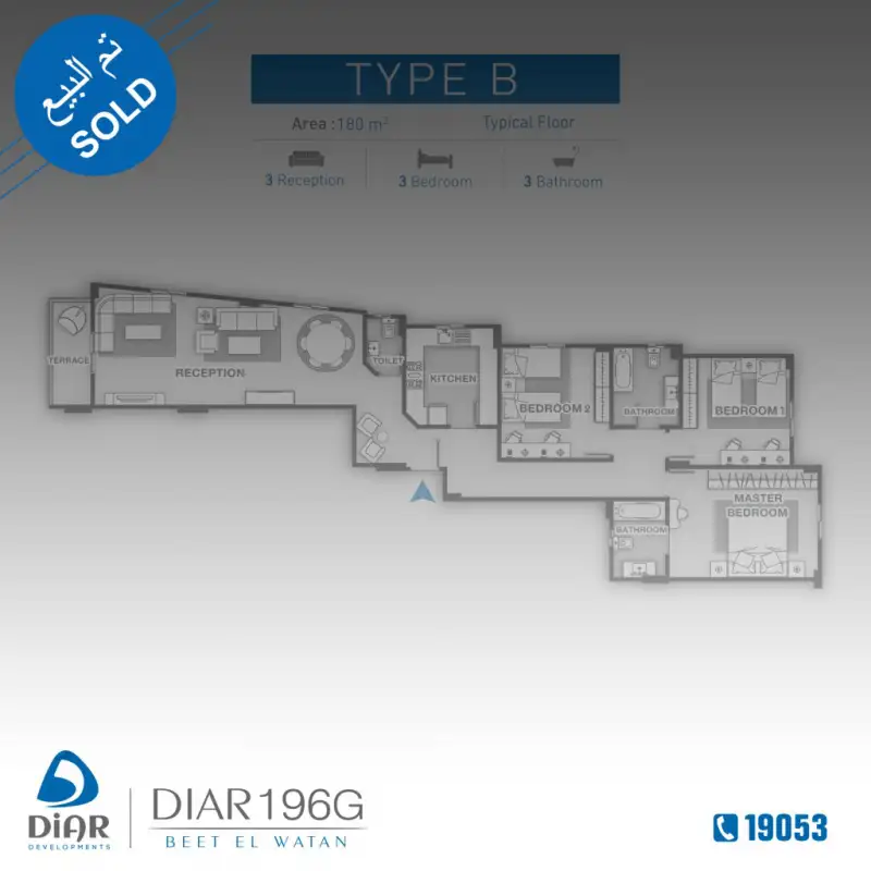 Type B - Typical Floor 180m2