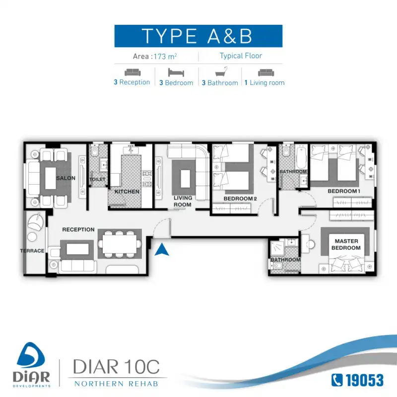 Type A&B 2 - Typical Floor 173m2