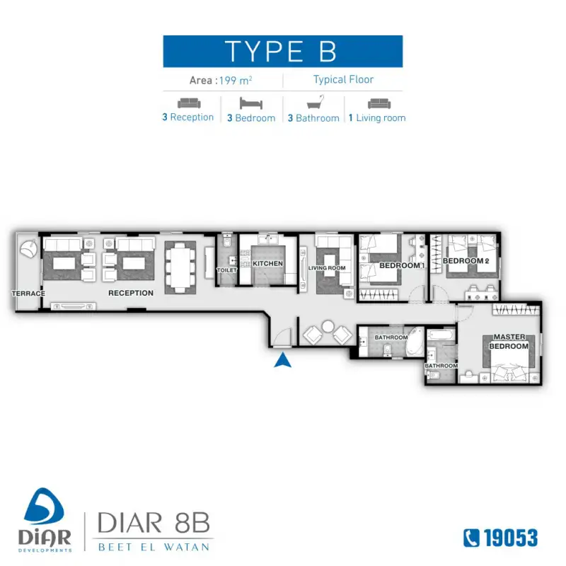 Type B - Typical Floor 199m2