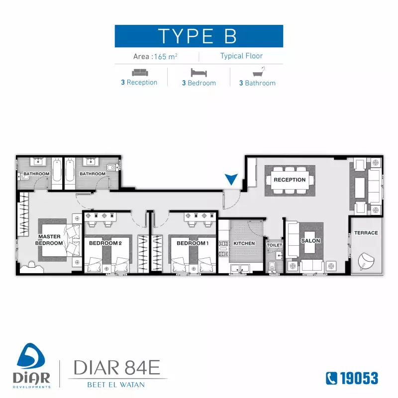 Type B - Typical Floor 165m2