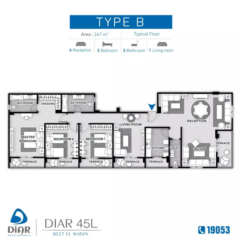 Type B - Typical Floor 247m2 Type B - Typical Floor 247m2
