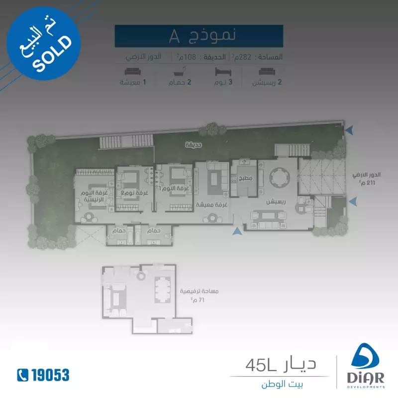 نموذج A - دور أرضي 265م2 نموذج A - دور أرضي 265م2