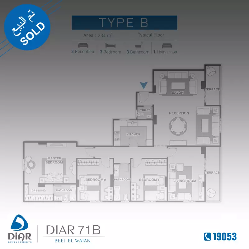 Type B - Typical Floor 234m2