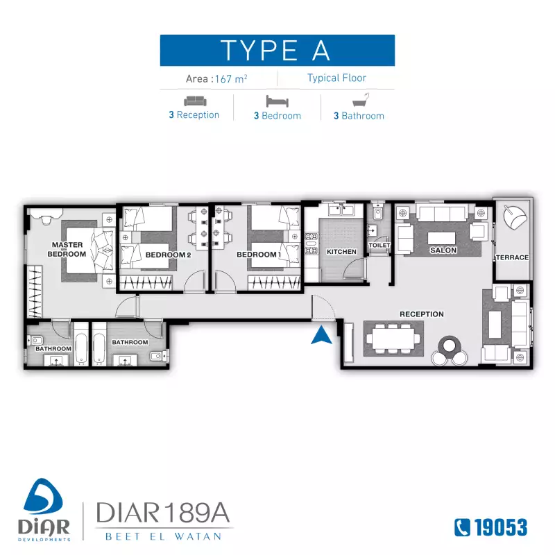 Type A - Typical Floor 167m2