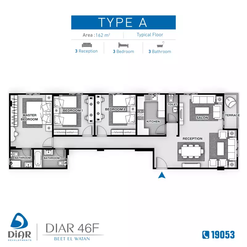 Type A - Typical Floor 162m2