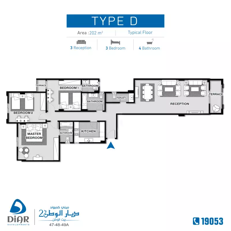 Type D_Typical Floor 202 M2 