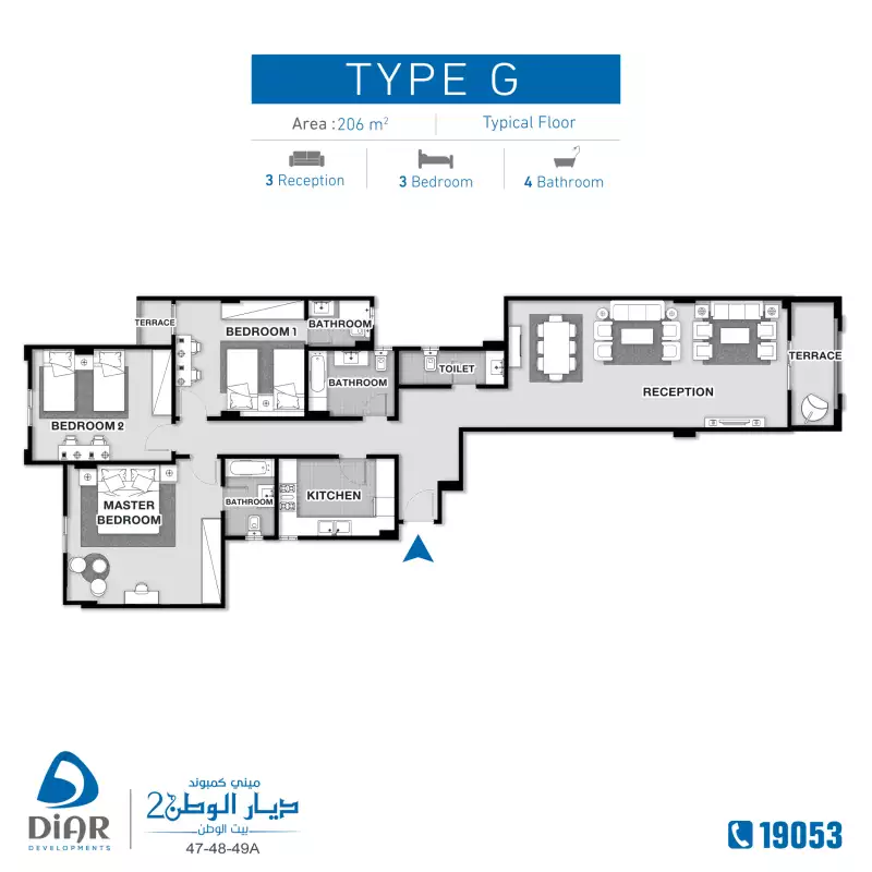 Type G_Typical Floor 206 M2 