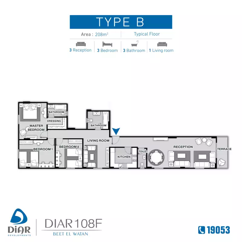 Typical Floor 208 M2 -Type B Typical Floor 208 M2 -Type B